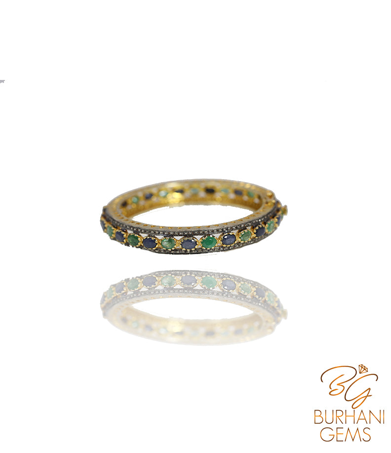 SAPPHIRE EMERALD ROSECUT DIAMOND BRACELET