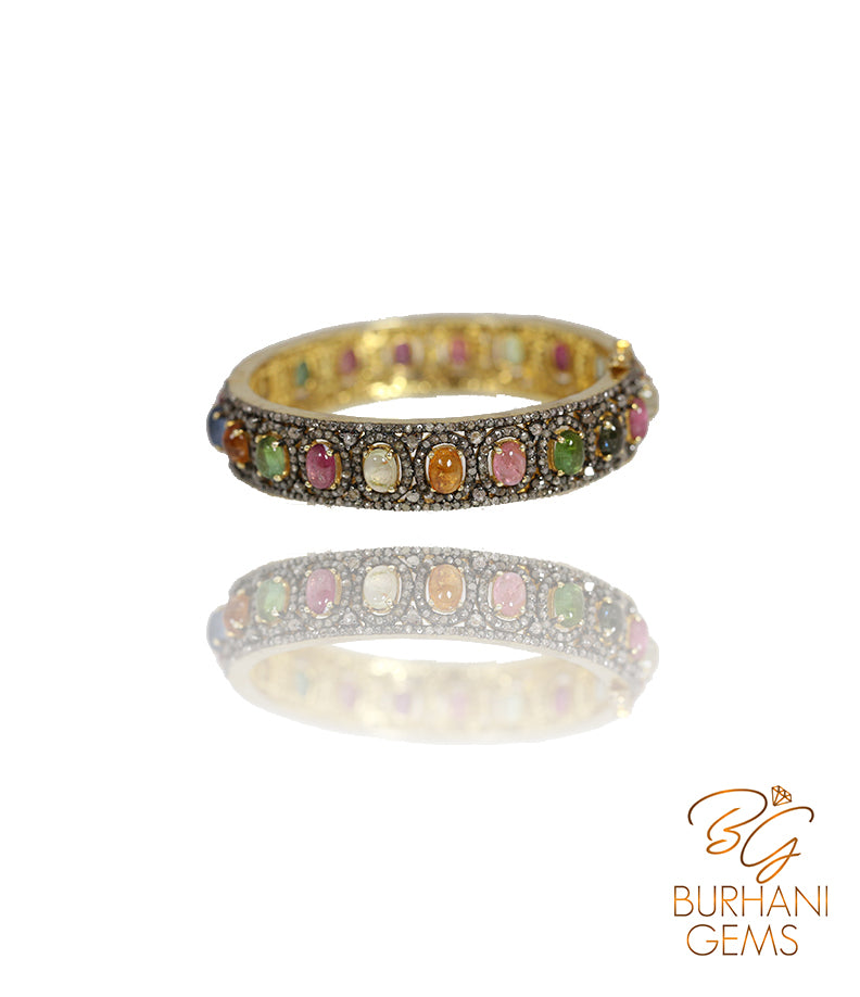 TOURMALINE ROSECUT DIAMOND BRACELET