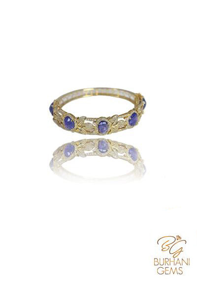 TANZANITE ROSECUT DIAMOND BANGLE BRACELET