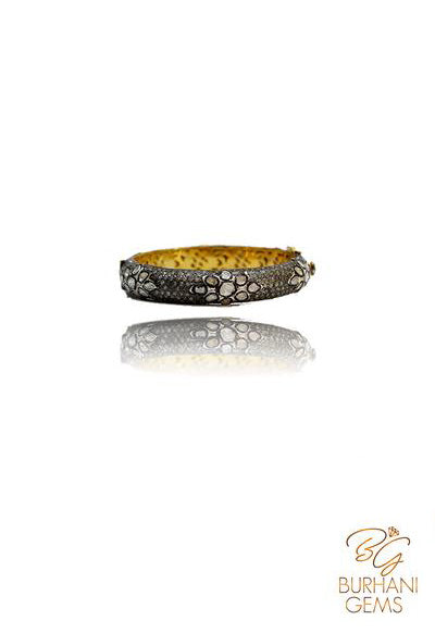 DESIGNER ROSE CUT PAVE DIAMOND BANGLE BRACELET
