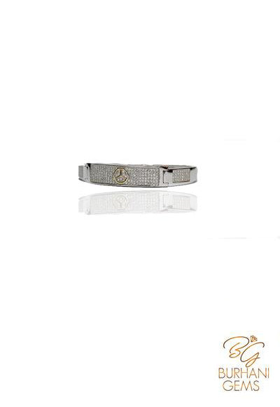 MERCEDES BENZ SWAROVSKI CRYSTALS STERLING SILVER BANGLE BRACELET