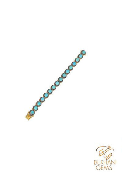 TURQUOISE TENNIS ROSECUT DIAMOND BRACELET