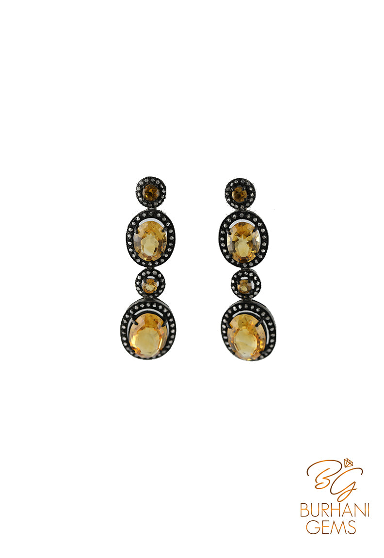 CITRINE  ROSECUT DIAMOND EARRINGS