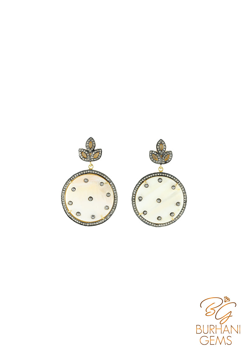 MOTHER OF PEARL ROSE-CUT DIAMOND EARRINGS