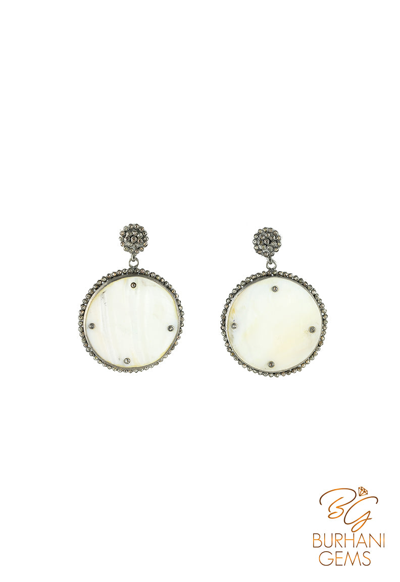 MOTHER OF PEARL ROSECUT DIAMOND EARRINGS
