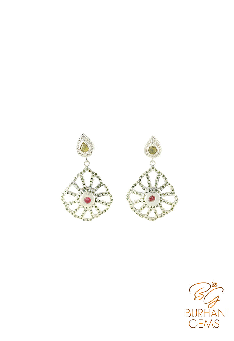 RUBY ROSECUT DIAMOND EARRINGS
