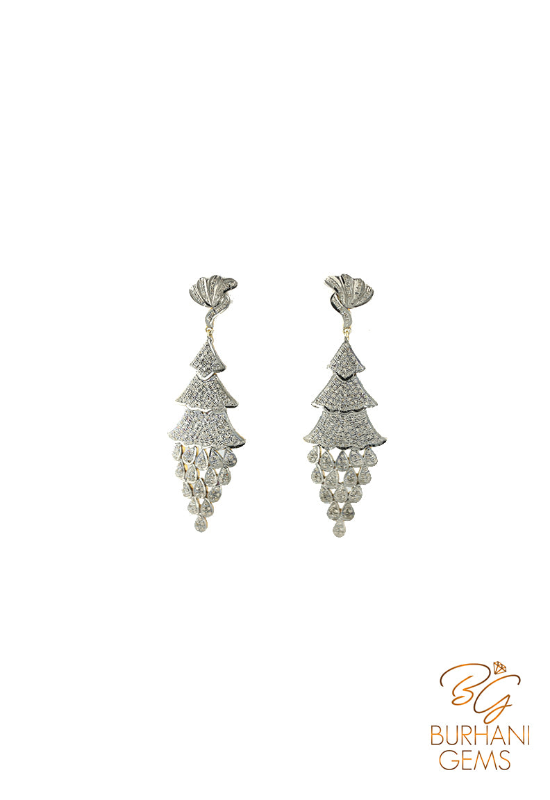 CHRISTMAS TREE PAVE ROSE CUT DIAMOND EARRINGS