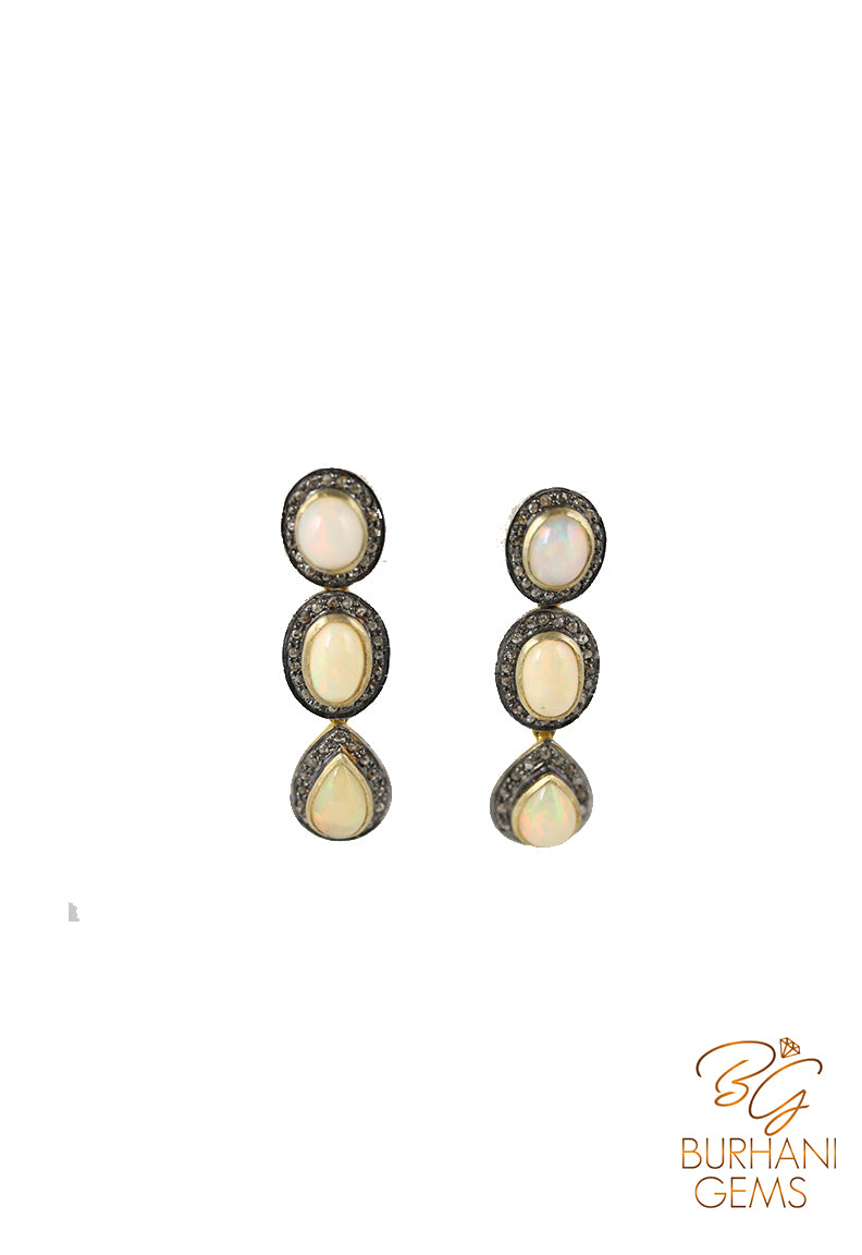 OPAL ROSE CUT HANGING EARRINGS