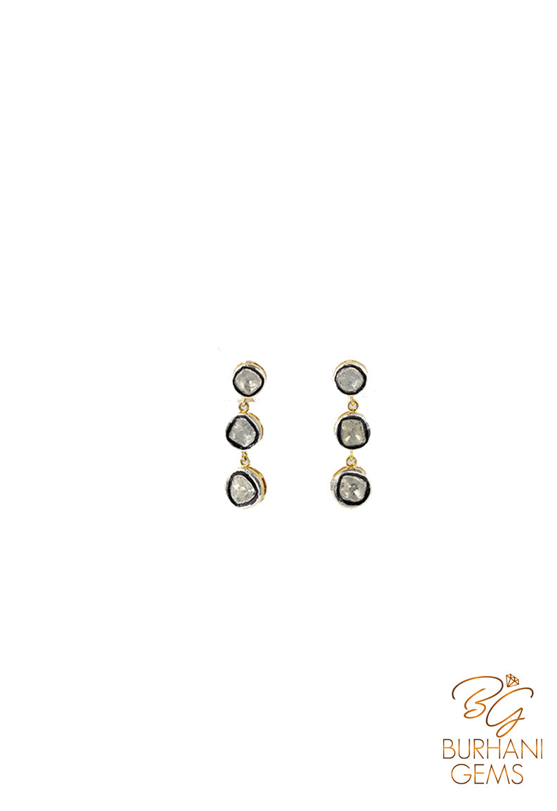 VICTORIAN DAINTY ROSECUT DIAMOND EARRINGS