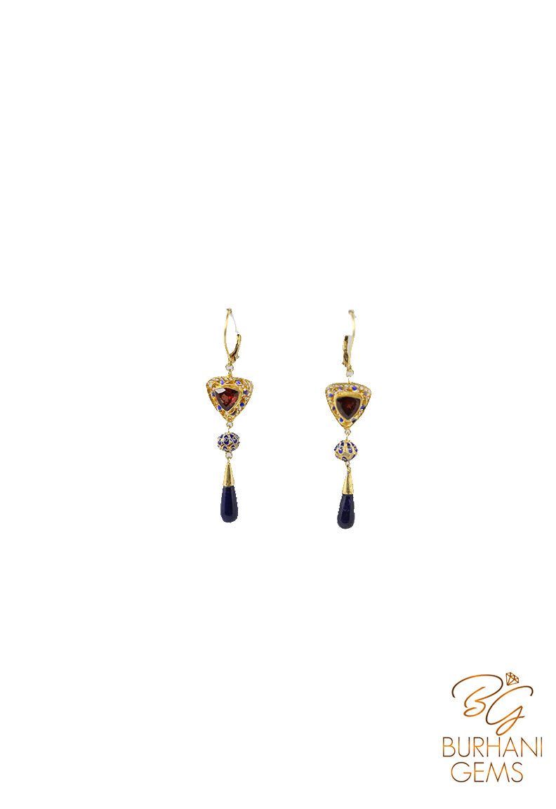 TRES GARNET AND LAPIS EARRINGS