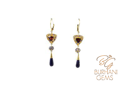 TRES GARNET AND LAPIS EARRINGS