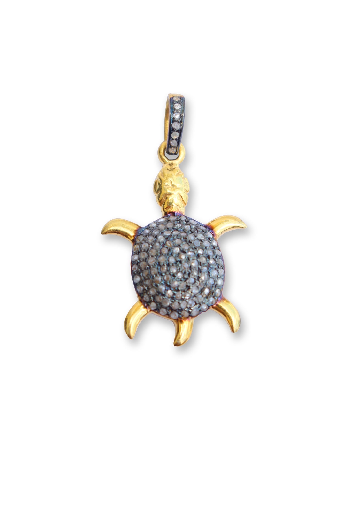 ROSE CUT PAVE DIAMOND TURTLE CHARMS