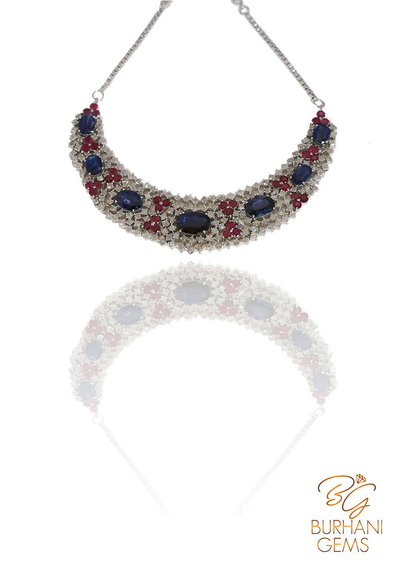 Kyanite and Ruby Diamond Necklace