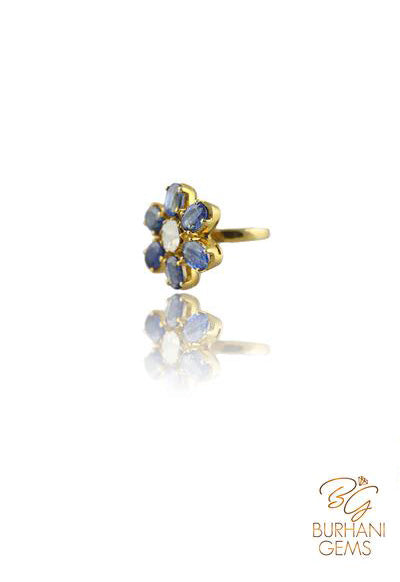 KYANITE FLORAL ROSE-CUT DIAMOND RING