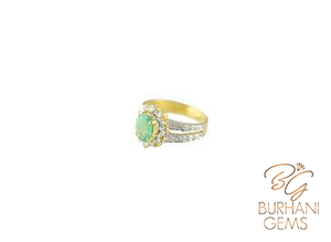 DOUBLE STRAPPED EMERALD AND DIAMOND RING