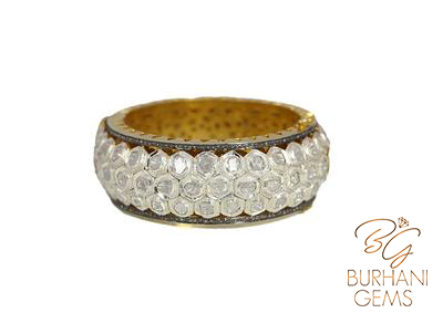HONEY COMB ROSECUT DIAMOND BANGLE BRACELET