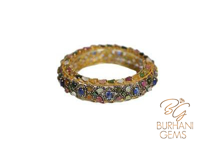 WATERMELON TOURMALINE EDGED BANGLE CLASSIC BRACELET