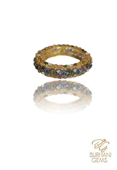 WATERMELON TOURMALINE EDGED BANGLE CLASSIC BRACELET