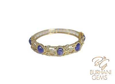 TANZANITE ROSECUT DIAMOND BANGLE BRACELET