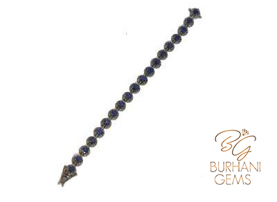VICTORIAN SAPPHIRE PAVE ROSECUT DIAMOND TENNIS BRACELET