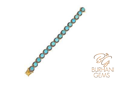 TURQUOISE TENNIS ROSECUT DIAMOND BRACELET