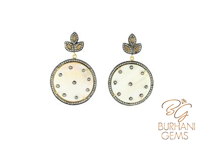 MOTHER OF PEARL ROSE-CUT DIAMOND EARRINGS