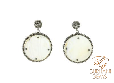MOTHER OF PEARL ROSECUT DIAMOND EARRINGS