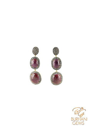 EXCLUSIVE RUBY AND ROSE CUT DIAMOND EARRINGS