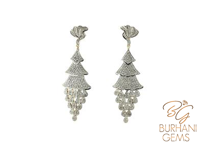 CHRISTMAS TREE PAVE ROSE CUT DIAMOND EARRINGS