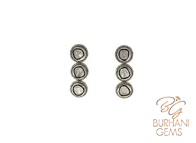 DESIGNER VICTORIAN ROSE CUT DIAMOND EARRING
