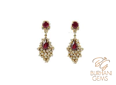 DESIGNER RUBY ROSECUT DIAMOND EARRINGS