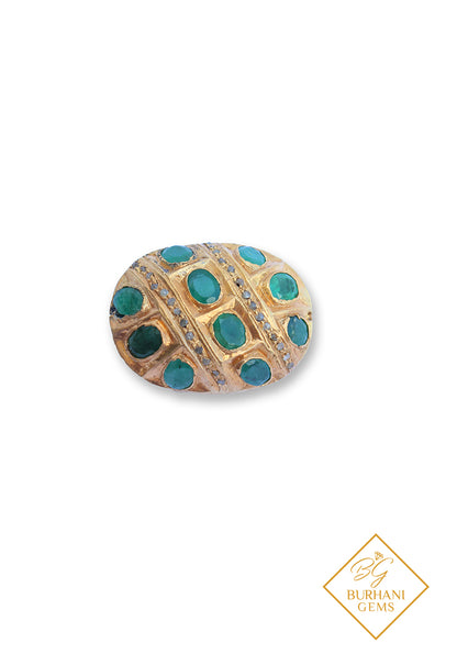 GOLD EMERALD PAVE DIAMOND BEAD