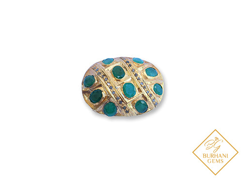 GOLD EMERALD PAVE DIAMOND BEAD