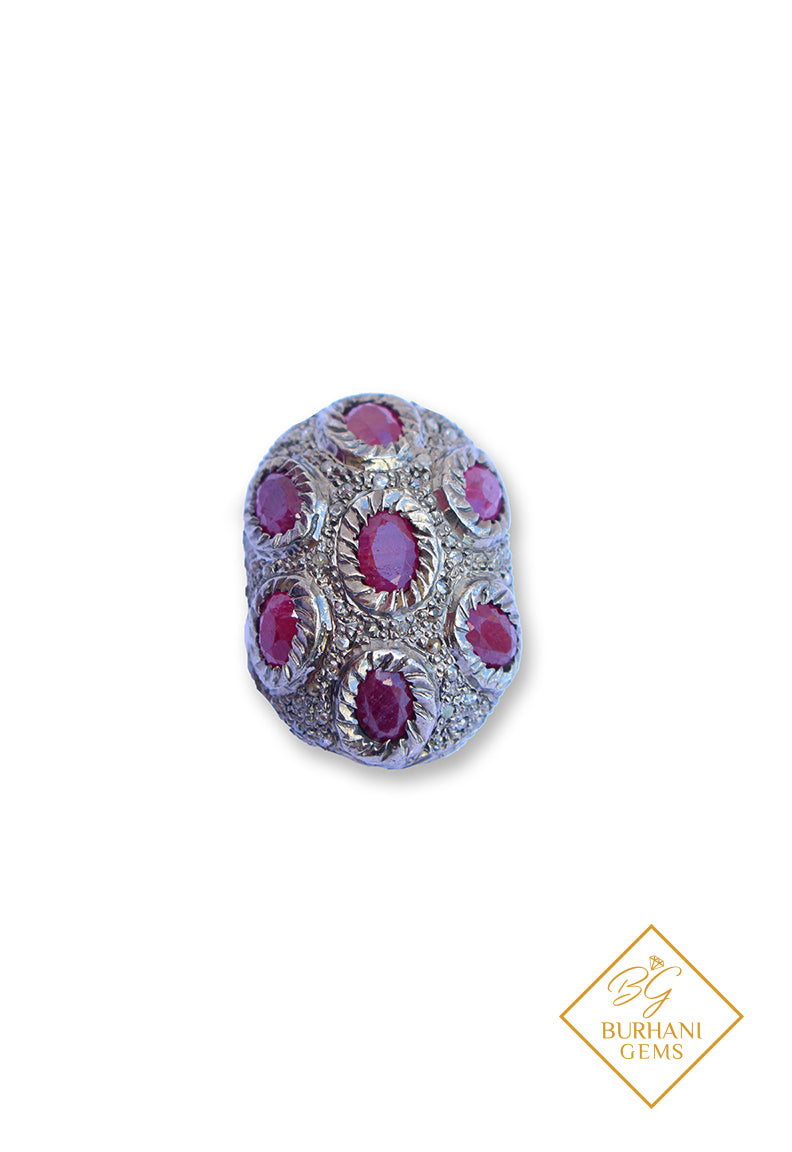 PAVE DIAMOND RUBY BEAD