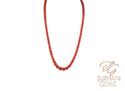 ITALIAN BLOOD CORAL GRADED NECKLACE, SALMON CORAL