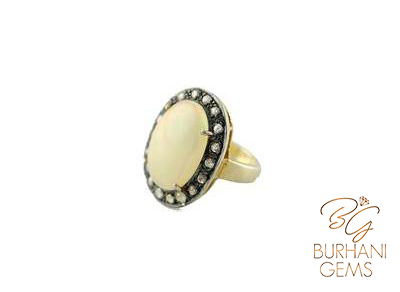 ETHIOPIAN OPAL ROSECUT DIAMOND RING