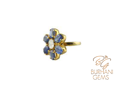 KYANITE FLORAL ROSE-CUT DIAMOND RING