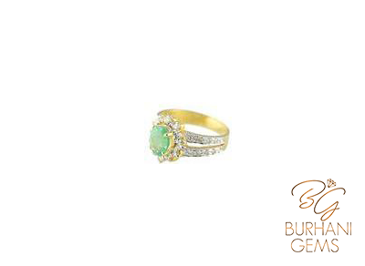 DOUBLE STRAPPED EMERALD AND DIAMOND RING